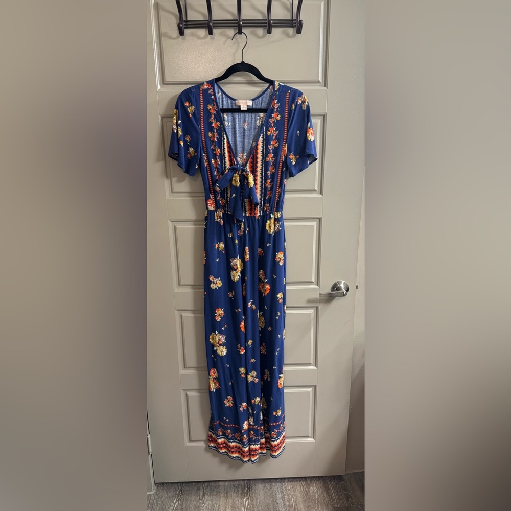 Band of Gypsies Blue Floral Jumpsuit